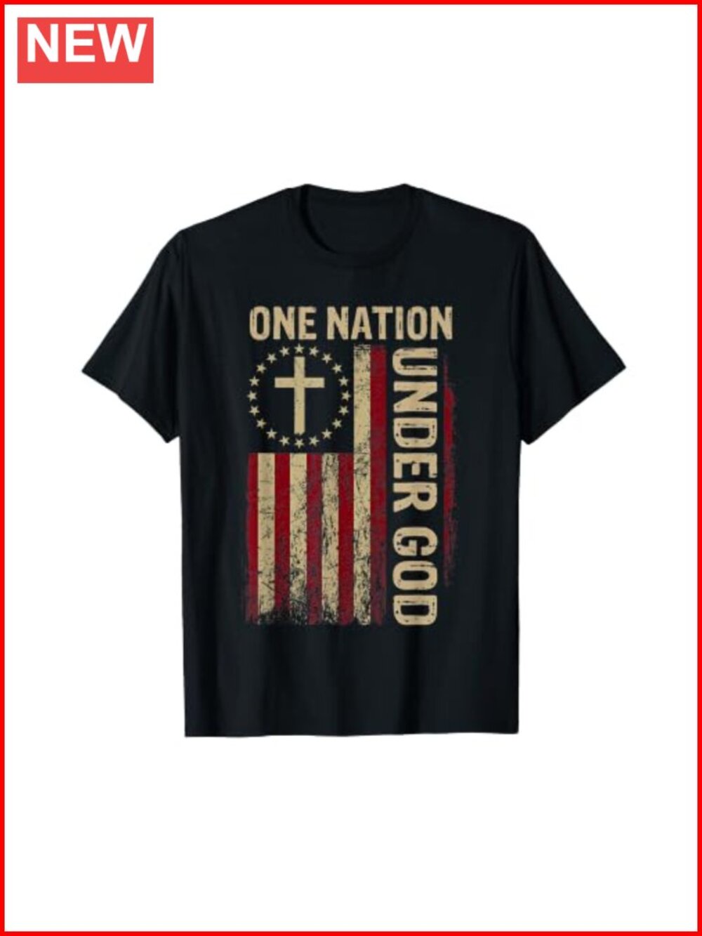 One Nation Under God Flag Patriotic Christian T-Shirt